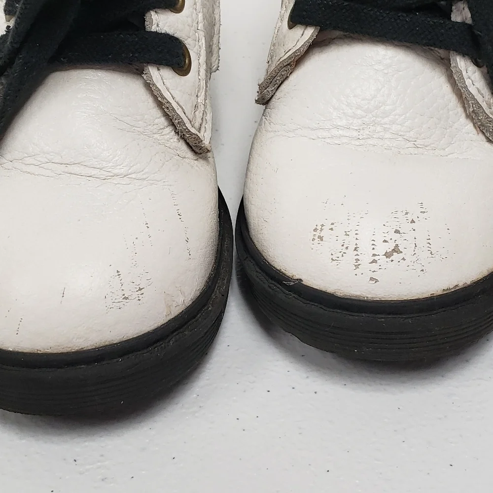 Monkey Feet Girls White Leather Boots Lace Up Side Zipper Size 18-24 Months